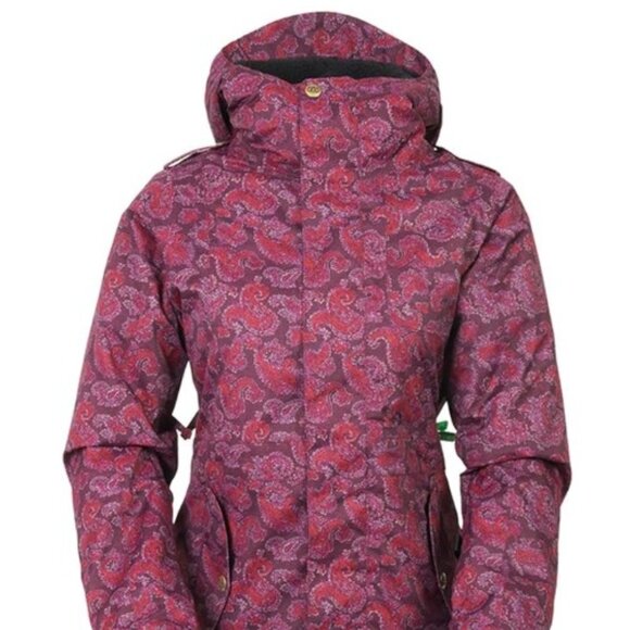 NWT 686 Wine Paisley Herringbone Insulated Winter & Snowboarding Jacket Size M - Picture 1 of 6